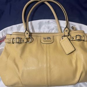 Canary yellow leather coach purse